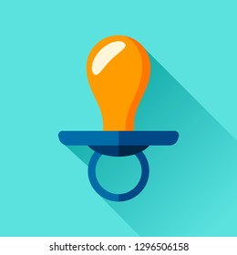 Nipple icon in flat style. Children soother on color background. Vector design object for you business project 