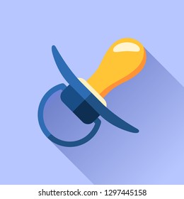 Nipple icon in flat style. Children soother on color background. Vector design object for you business project 