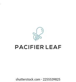 Nipple Pacifier With Leaf Logo Design Template	