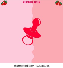 Nipple vector  icon. Strawberry Background.