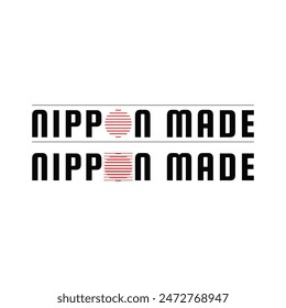 Nippon Made label isolated on background. Certificate product sticker. Made in Japan with stripe line flag style. Vector illustration.