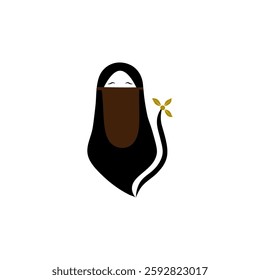 The niqab hijab is black on a white background