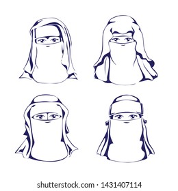 Niqab Hijab Veil Icon Lineart Vector 