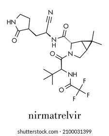 Nirmatrelvir (PF-07321332) antiviral drug molecule. Skeletal formula.