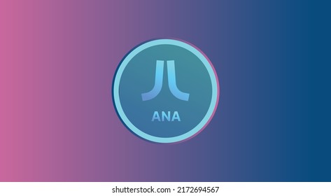 Nirvana ANA, ANA Coin Cryptocurrency  Logo Isolated On Yellow Background With Copy Space. Vector Illustration Of ANA Token Banner Design Concept.