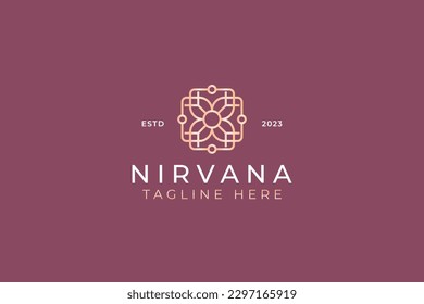 Nirvana Concept Mandala Lotus Floral Abstract Geometric Logo Business Zen, Yoga, Meditation, Beauty, Spa, Hotel and Resort Premium Brand