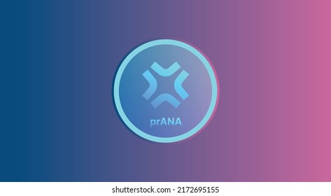 Nirvana PrANA, PRANA Coin Cryptocurrency  Logo Isolated On Gradient Background With Copy Space. Vector Illustration Of PRANA Token Banner Design Concept.