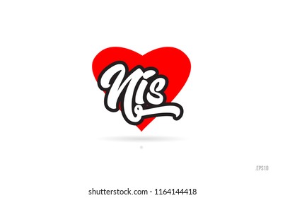nis city text design with red heart typographic icon design suitable for touristic promotion