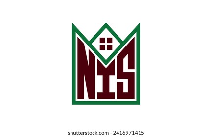 NIS initial letter real estate builders logo design vector. construction ,housing, home marker, property, building, apartment, flat, compartment, business, corporate, house rent, rental, commercial 