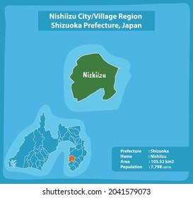 Nishiizu City Village Region Shizuoka Prefecture Map, Japan