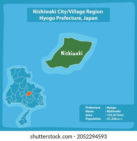 Nishiwaki City Village Region Hyogo Prefecture Map, Japan