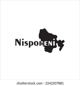Nisporeni map and black lettering design on white background