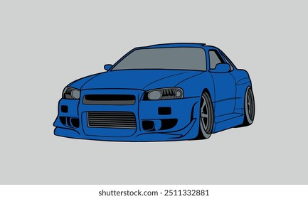 Nissan GT-R Illustrator Arte em fundo cinza