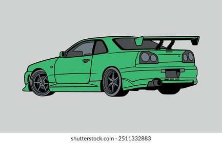 Nissan GT-R Illustrator Arte em fundo cinza