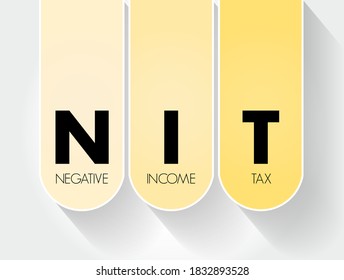 NIT - Negative Income Tax acronym business concept background