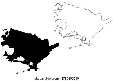 Niteroi City and Municipality (Federative Republic of Brazil, Rio de Janeiro State) map vector illustration, scribble sketch City of Niteroi map