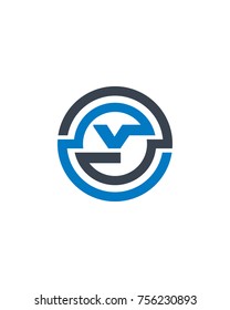 nitial circle company logo Y grey blue