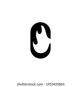 nitial letter C with negative space fire symbol logo design inspirations 