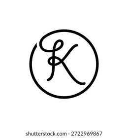 LETRA INICIAL K LÍNEA DE CÍRCULO SIMPLE LOGO