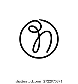 LETRA INICIAL N LÍNEA DE CÍRCULO LOGO SIMPLE