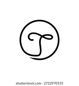 LETRA INICIAL T LÍNEA CIRCULAR LOGO SIMPLE