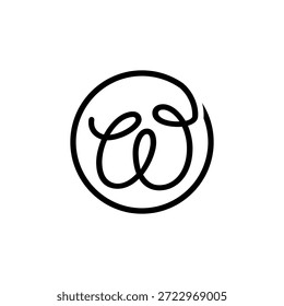 LETRA INICIAL w LÍNEA DE CÍRCULO SIMPLE LOGO
