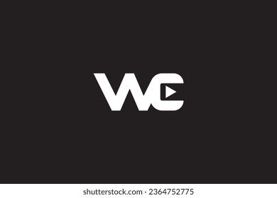 Letra monograma inicial W C y modelo vectorial del logotipo del icono de reproducción