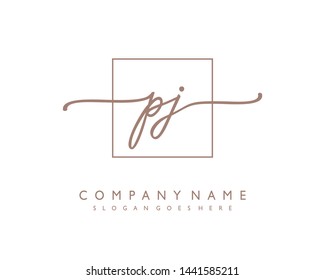 nitials letter PJ handwriting logo vector template
