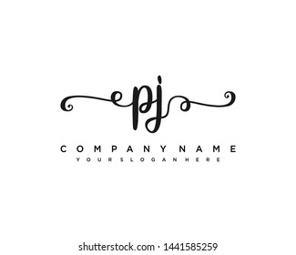 nitials letter PJ handwriting logo vector template