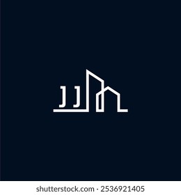 nitials a sleek and modern logo showcases abstract architectural shapes, emphasizing creativity and innovation in building design against a dark background