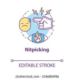 Nitpicking concept icon. Humiliation in family. Insulting partner. Bullying. Fault finding. Autocratic education idea thin line illustration. Vector isolated outline drawing. Editable stroke