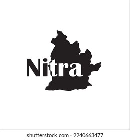 Nitra map and black lettering design on white background