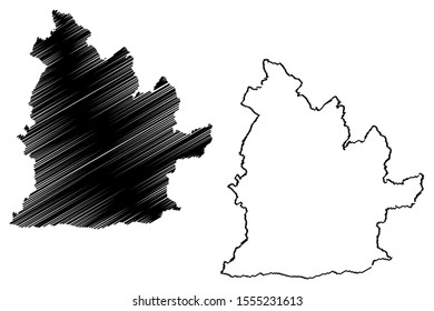 Nitra Region (Regions of Slovakia, Slovak Republic) map vector illustration, scribble sketch Nitra map