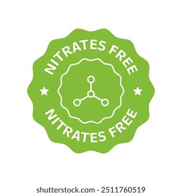 Nitrates free green label with chemical structure, clean design concept