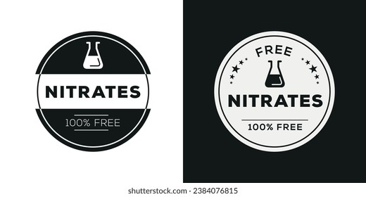 (Nitrates free) label sign, vector illustration.