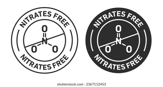 Nitrates Free  rounded vector symbol set on white background