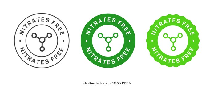 Nitrates Free vector icon badge sign. Organic food stamp.