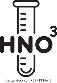 Nitric acid chemical formula displayed within a test tube outline