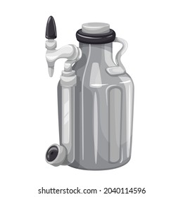 Nitro Cold Brew Coffee Maker Vector Illustration. Home Brew Coffee Keg.