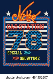 nitro gas station,t-shirt graphics,vectors