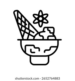 Icono de línea negra de helado Nitro para proyectos digitales e impresos.  Iconos limpios mínimos para App y Sitios web. Iconos modernos y sencillos para UI UX y branding