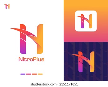 Nitro Plus Modern Abstract Logo Design.
N Letter Logo Vector Template with App Icon svg
