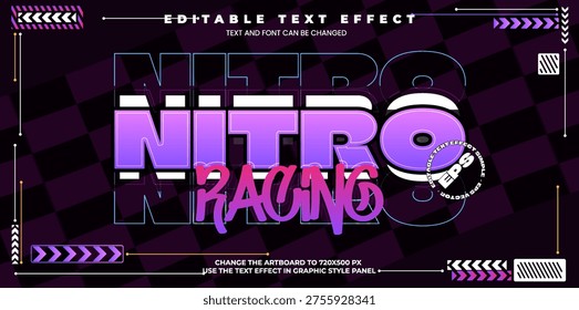Nitro Racing editable text effect in modern cyber simple trend style