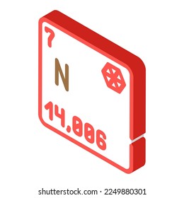 nitrogen chemical element isometric icon vector. nitrogen chemical element sign. isolated symbol illustration