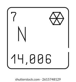 nitrogen chemical element line icon vector. nitrogen chemical element sign. isolated contour symbol black illustration