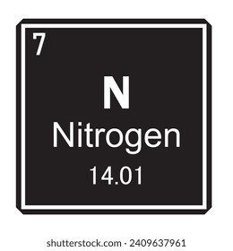 Nitrogen chemical element symbol ,Vector Image Illustration Isolated On White Background