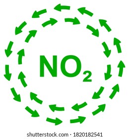 Nitrogen dioxide and arrows on white