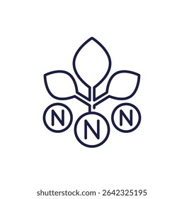 nitrogen fertilizer line icon with plants