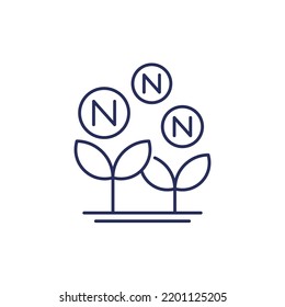 icono de línea de fertilizante de nitrógeno, vector