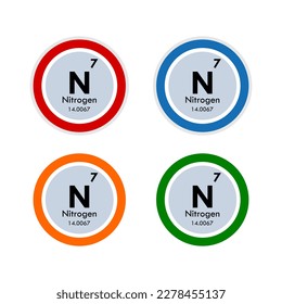 Juego de iconos de nitrógeno. ilustración vectorial en 4 colores opciones de diseño web